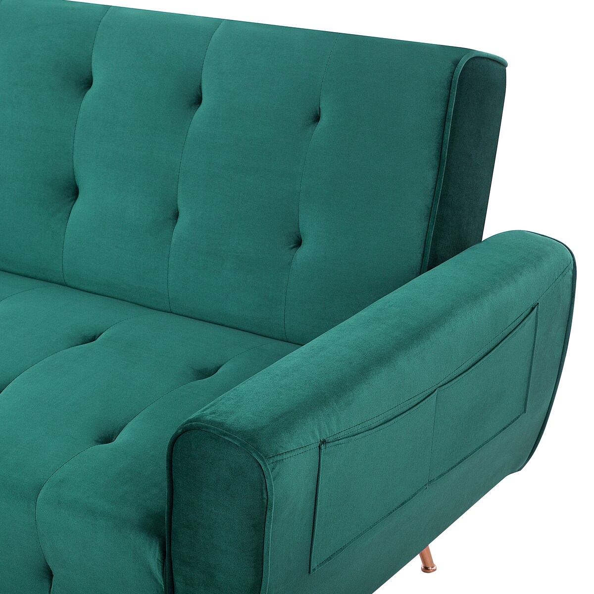 Sofa rozkładana dla 3 osób SELNES Welur Szmaragdowy