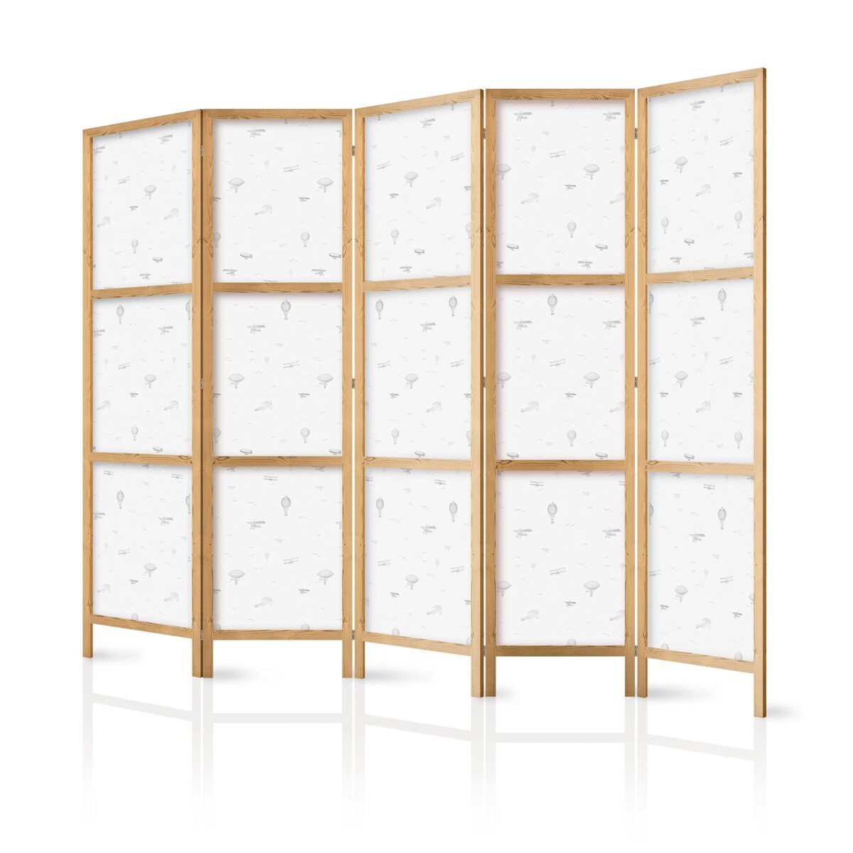 Parawan japoński Dla dzieci 225x172 cm 5-częściowy czarny