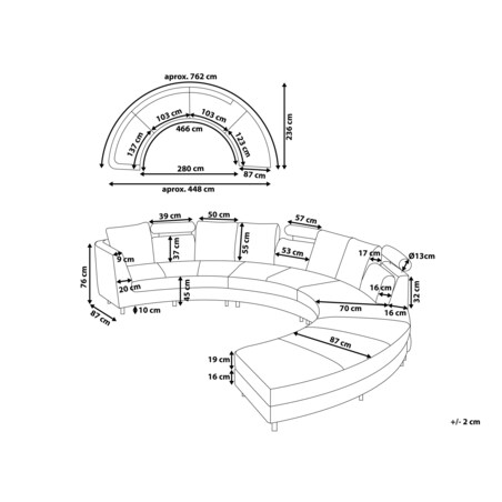 Sofa półokrągła 7-osobowa modułowa beżowa ROTUNDE
