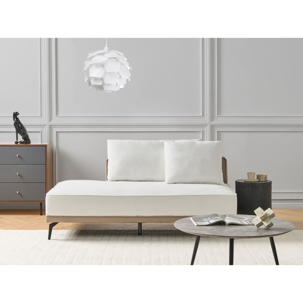 Narożnik modułowy lewostronny złamana biel MYKEN