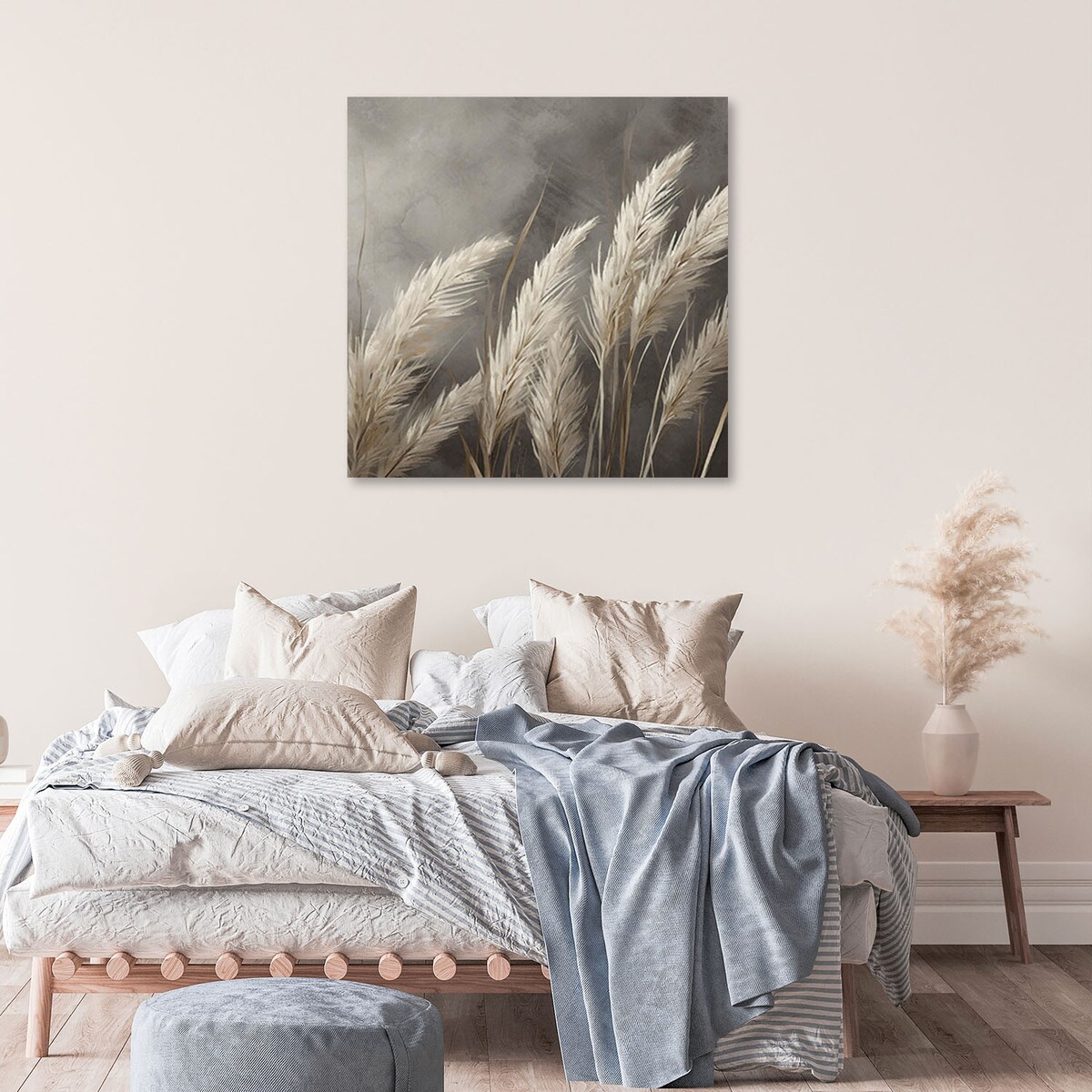 Nowoczesne obrazy na płótnie Trawa Natura Botanika Beżowy Szary 60x60