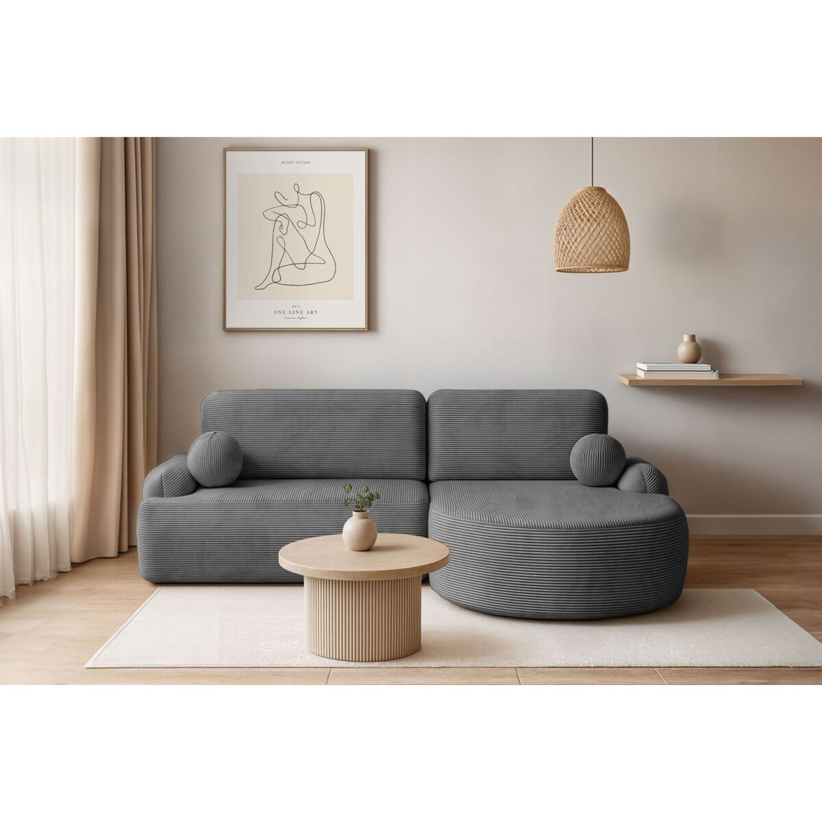 Zaokrąglony narożnik CLEO II z funkcją spania, wersja prawa, Poso 60