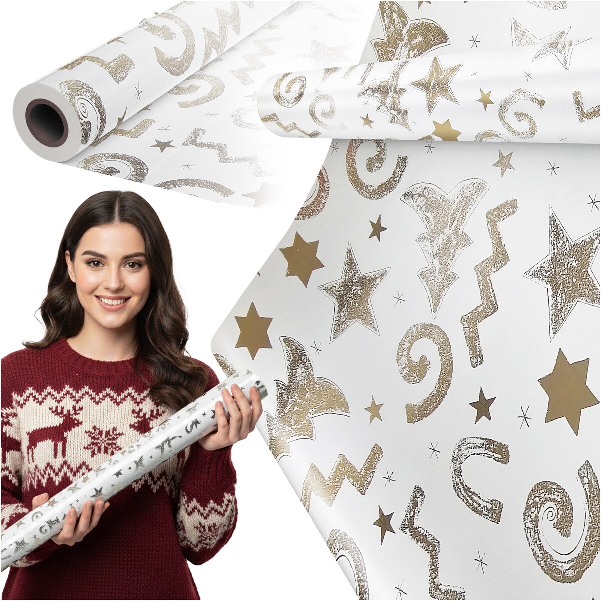 Papier prezentowy do pakowania prezentów 20 METRÓW MEGAROLKA Świąteczny Do Paczek Szwedzka Jakość