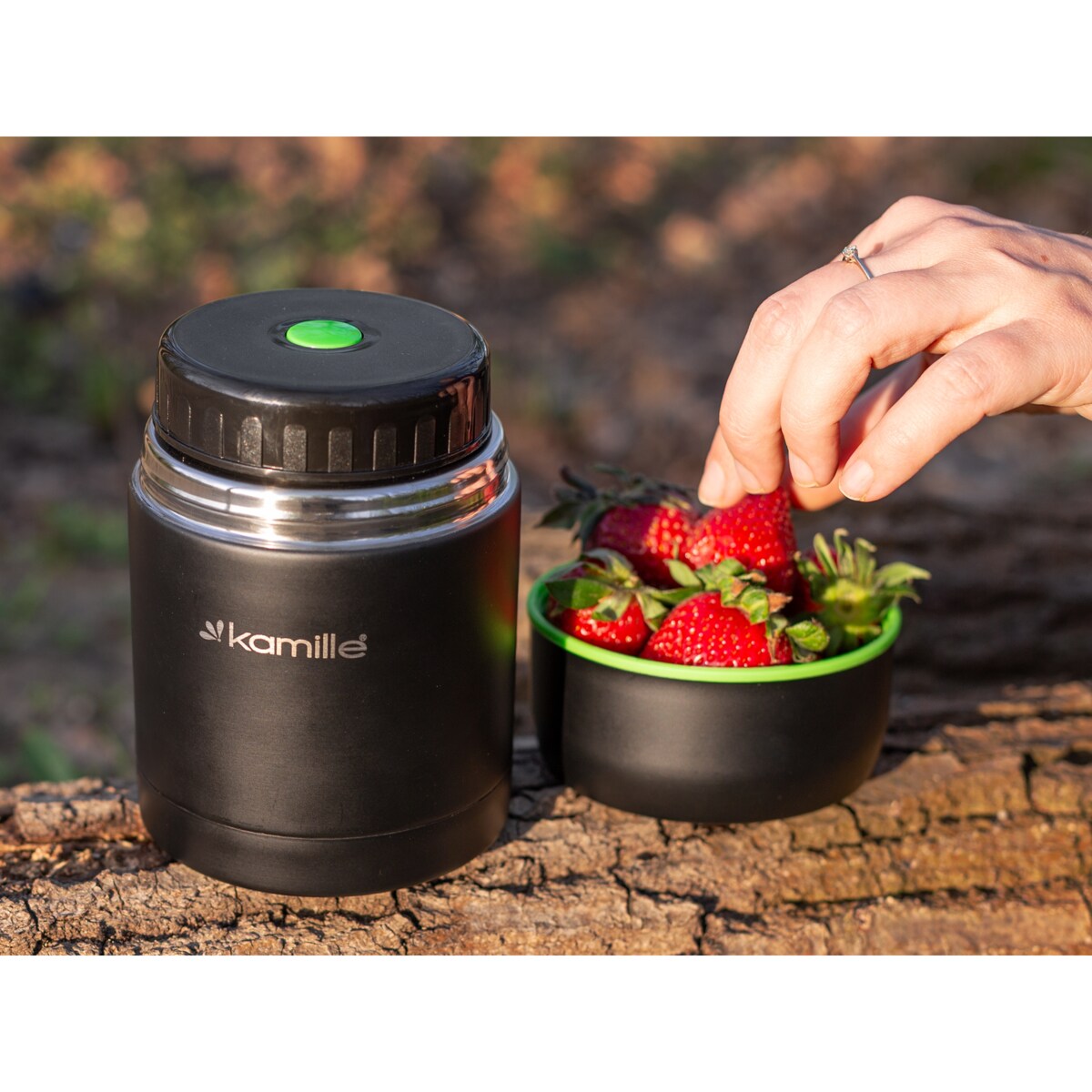 Termos czarny obiadowy lunchbox lunch box na zupę obiad 0.5L KAMILLE