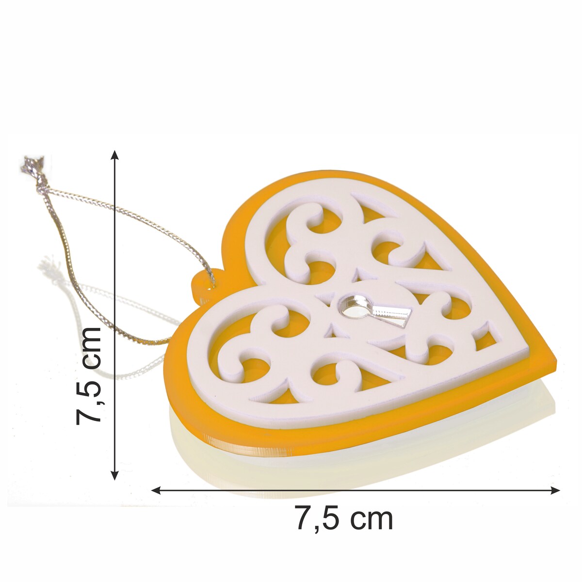 Dekoracja bożonarodzeniowa Serce Żółte Ażur 6szt.