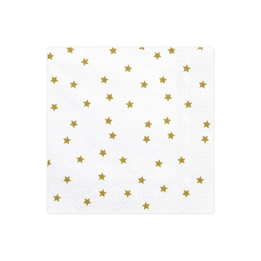 Serwetki papierowe białe w złote gwiazdki