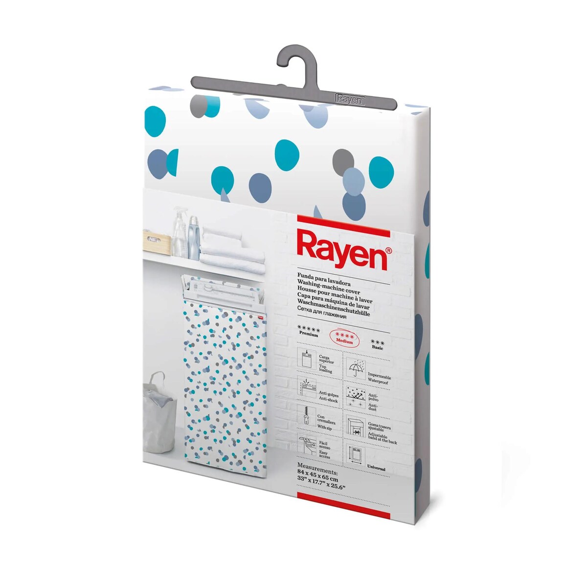 Pokrowiec na pralkę ładowaną od góry, w grochy Rayen