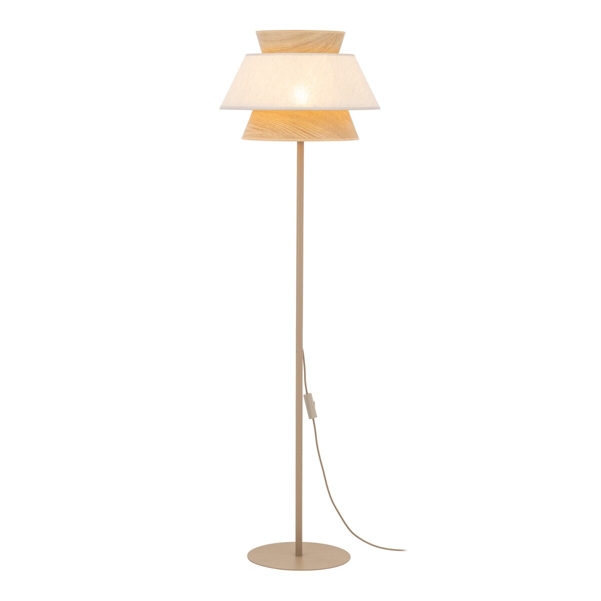 Lampa Stojaca Tk Lighting Kalum Len Fornir 1Xe27 Skandynawski, Boho, Japandi