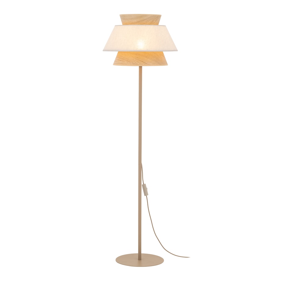 Lampa Stojaca Tk Lighting Kalum Len Fornir 1Xe27 Skandynawski, Boho, Japandi