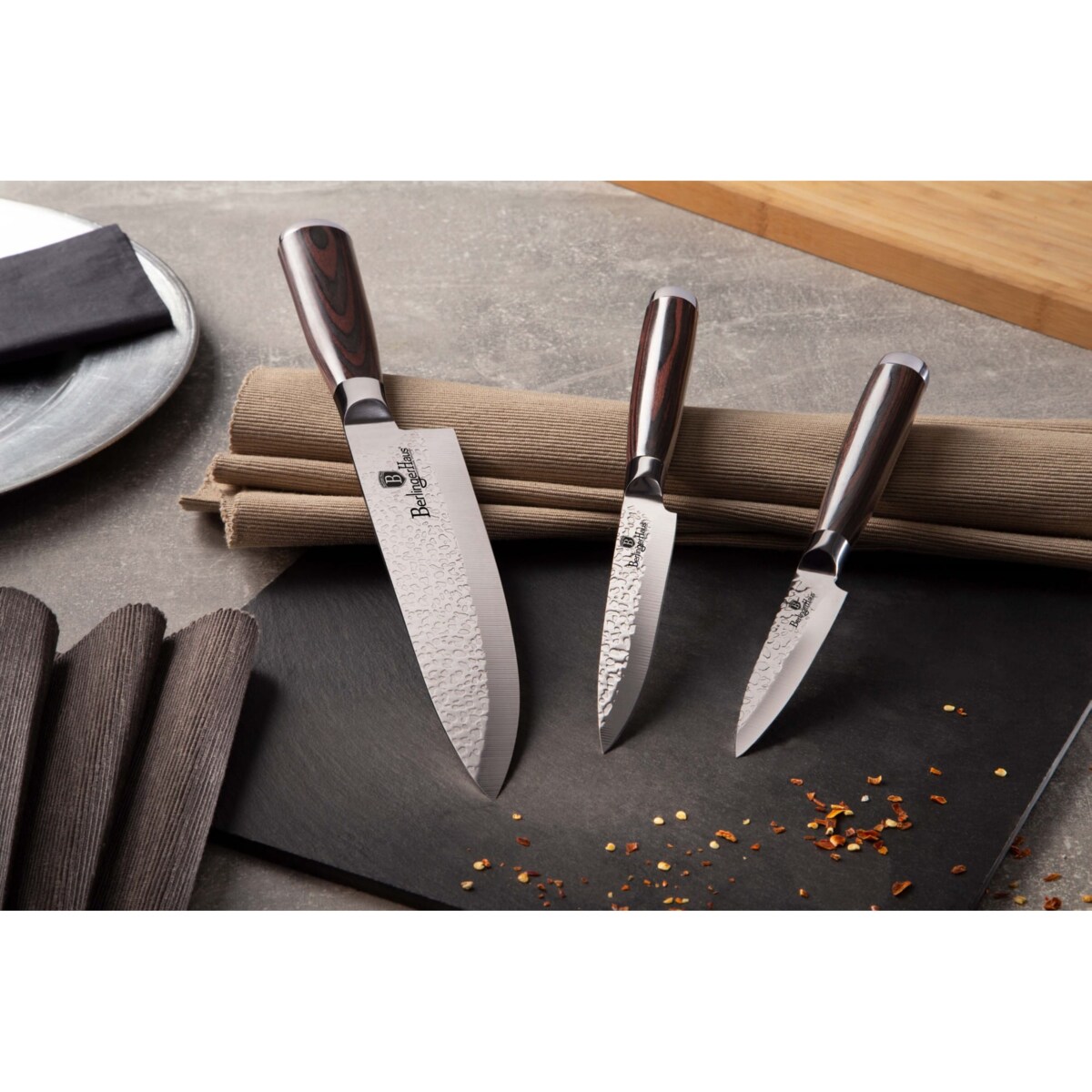 Zestaw 3 noży kuchennych BERLINGER HAUS shine basalt