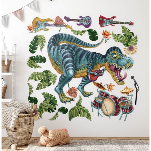 Zestaw naklejek na ścianę, Muzyczny dinozaur, 100cm