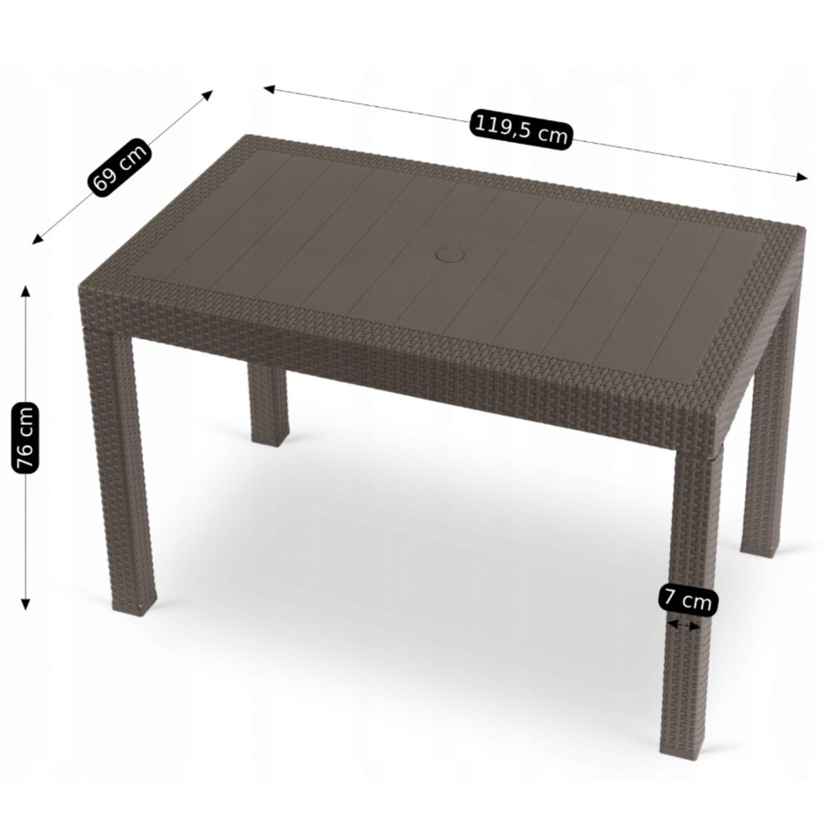 Stół Stolik Ogrodowy Na Taras Balkon Ogród Czarny FARGO Brązowy