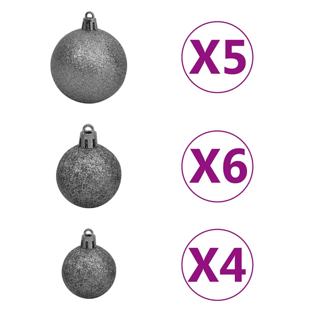 vidaXL Sztuczna choinka z lampkami i bombkami, czarna, 150 cm, PVC