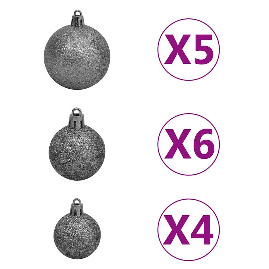 vidaXL Sztuczna choinka z lampkami i bombkami, czarna, 150 cm, PVC