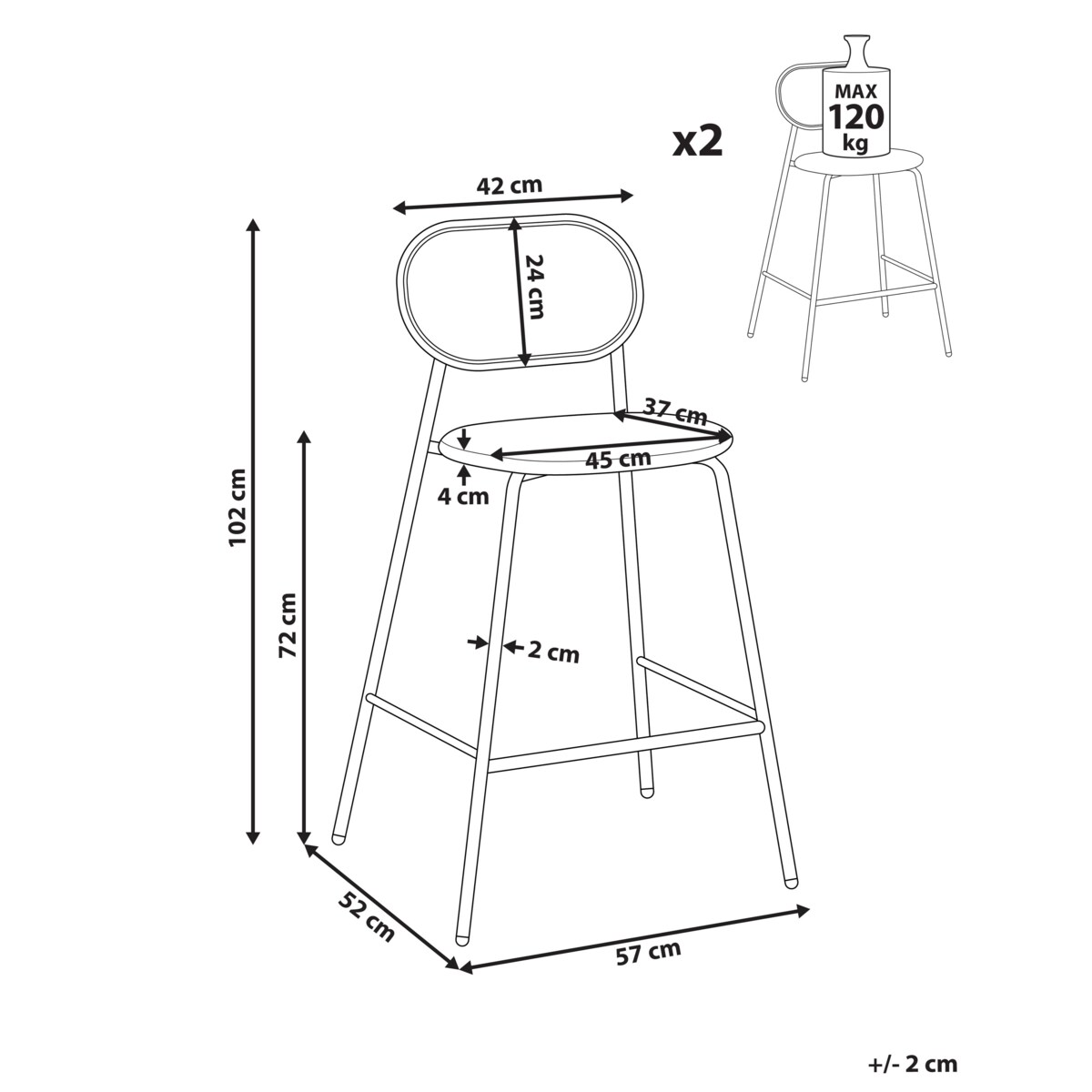 Zestaw 2 krzeseł barowych ADAVER Jasne drewno