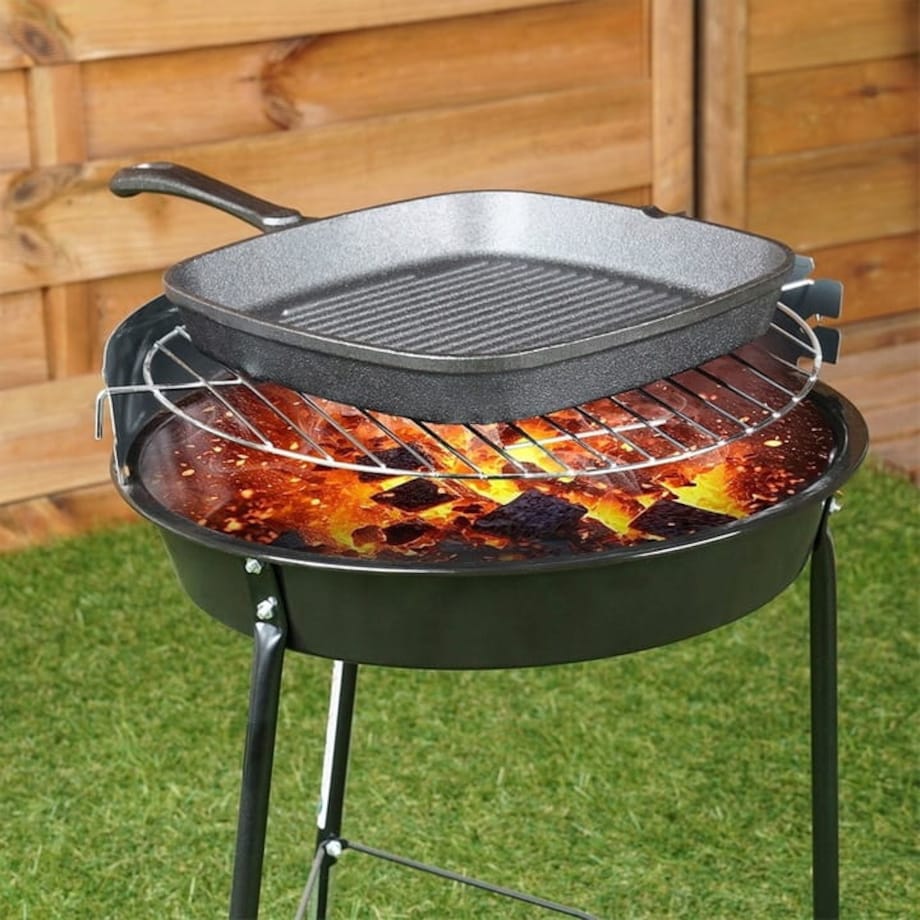 Patelnia ŻELIWNA GRILLOWA na gaz indukcję grill ognisko do piekarnika 24 cm