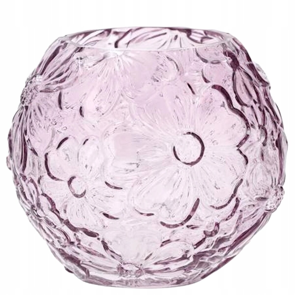 WAZON SZKLANY KULA RÓŻOWY NA KWIATY BUKIET 18cm DO SALONU DOMU BOHO OKRĄGŁY