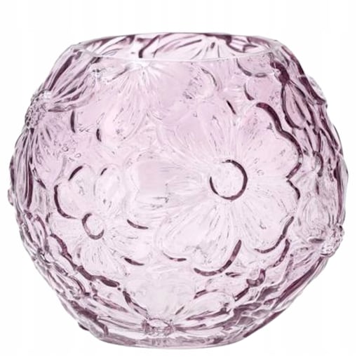 WAZON SZKLANY KULA RÓŻOWY NA KWIATY BUKIET 18cm DO SALONU DOMU BOHO OKRĄGŁY