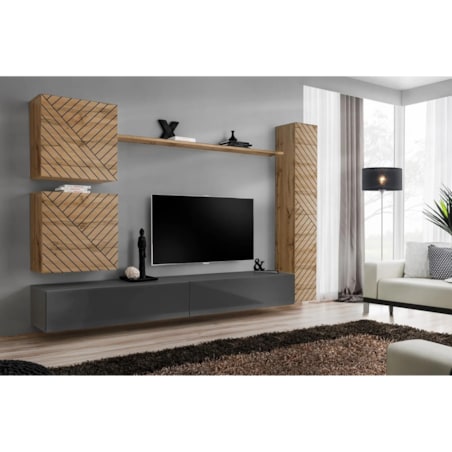 Szafka RTV2 SWITCH 120 szary połysk