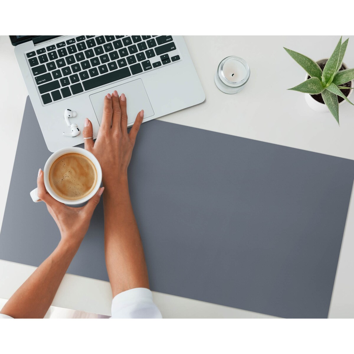 Szara mata na biurko Kolor Ciemnoniebieski, 90x45 cm