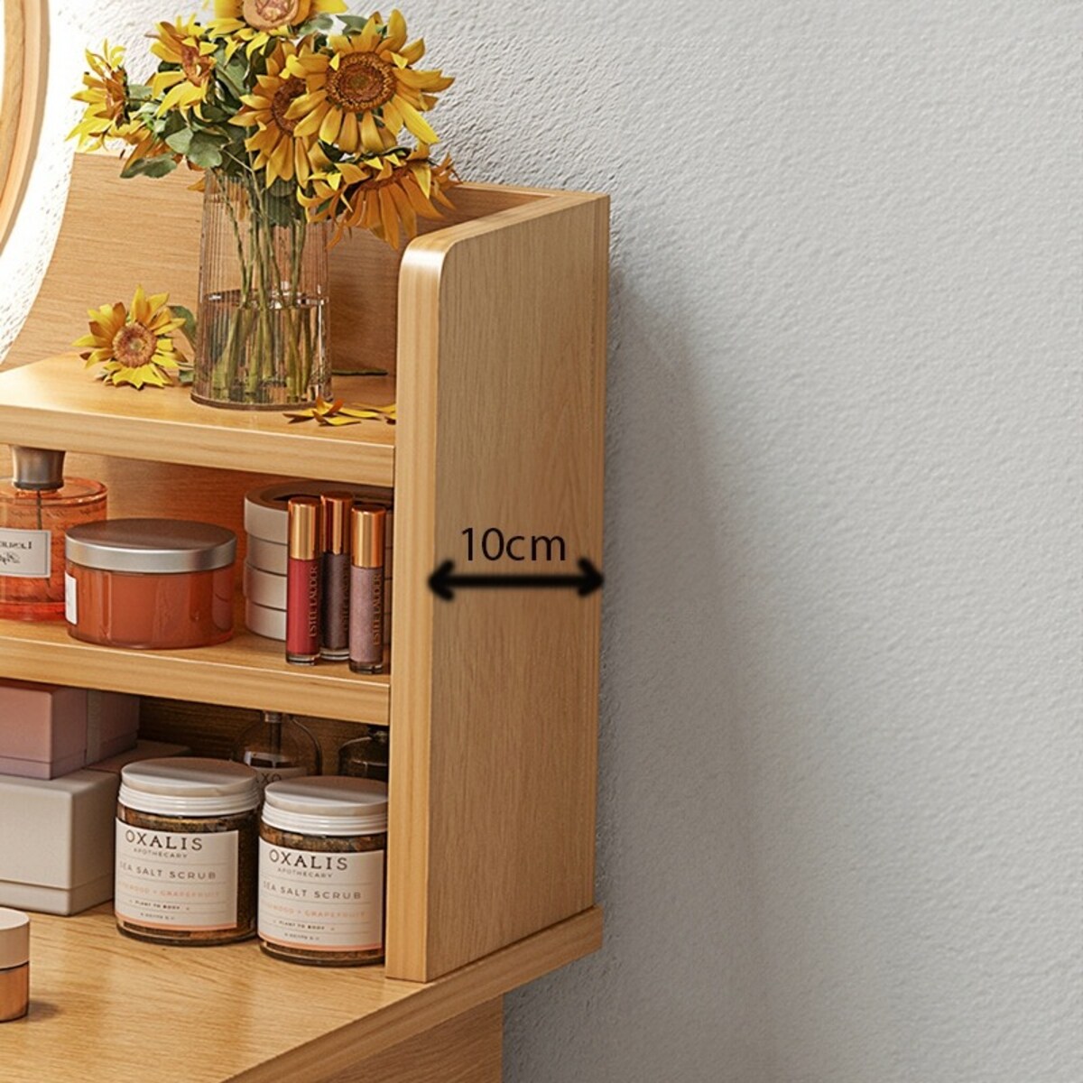 Toaletka kosmetyczna z lustrem makijażu duża drewniana skandynawski 120 cm