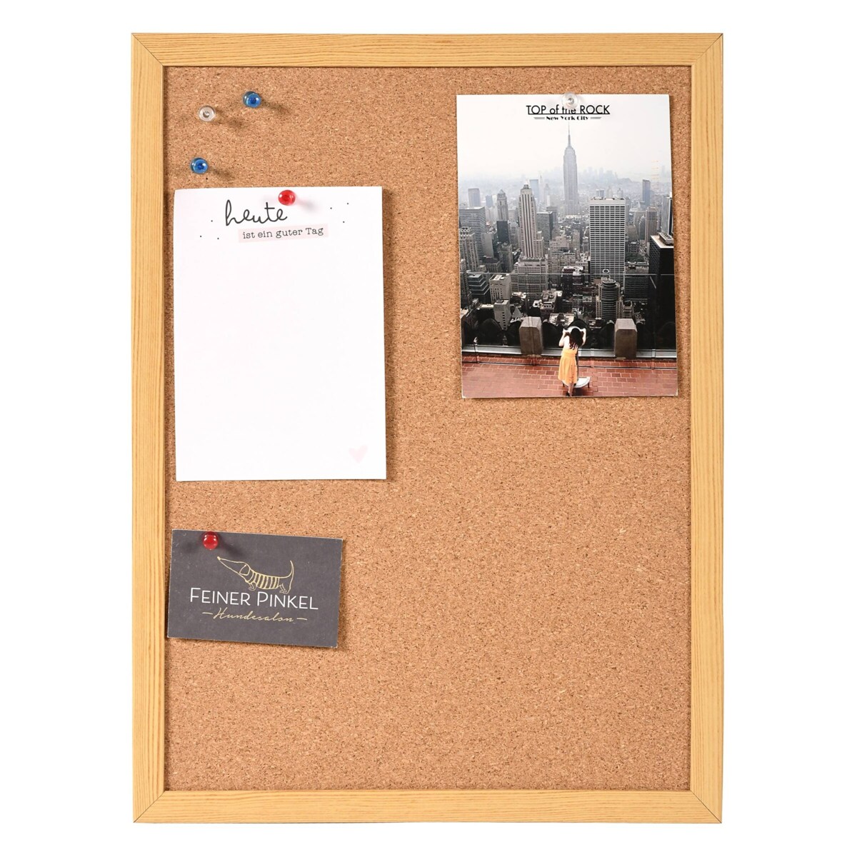 Tablica korkowa na notatki, zestaw z pinezkami