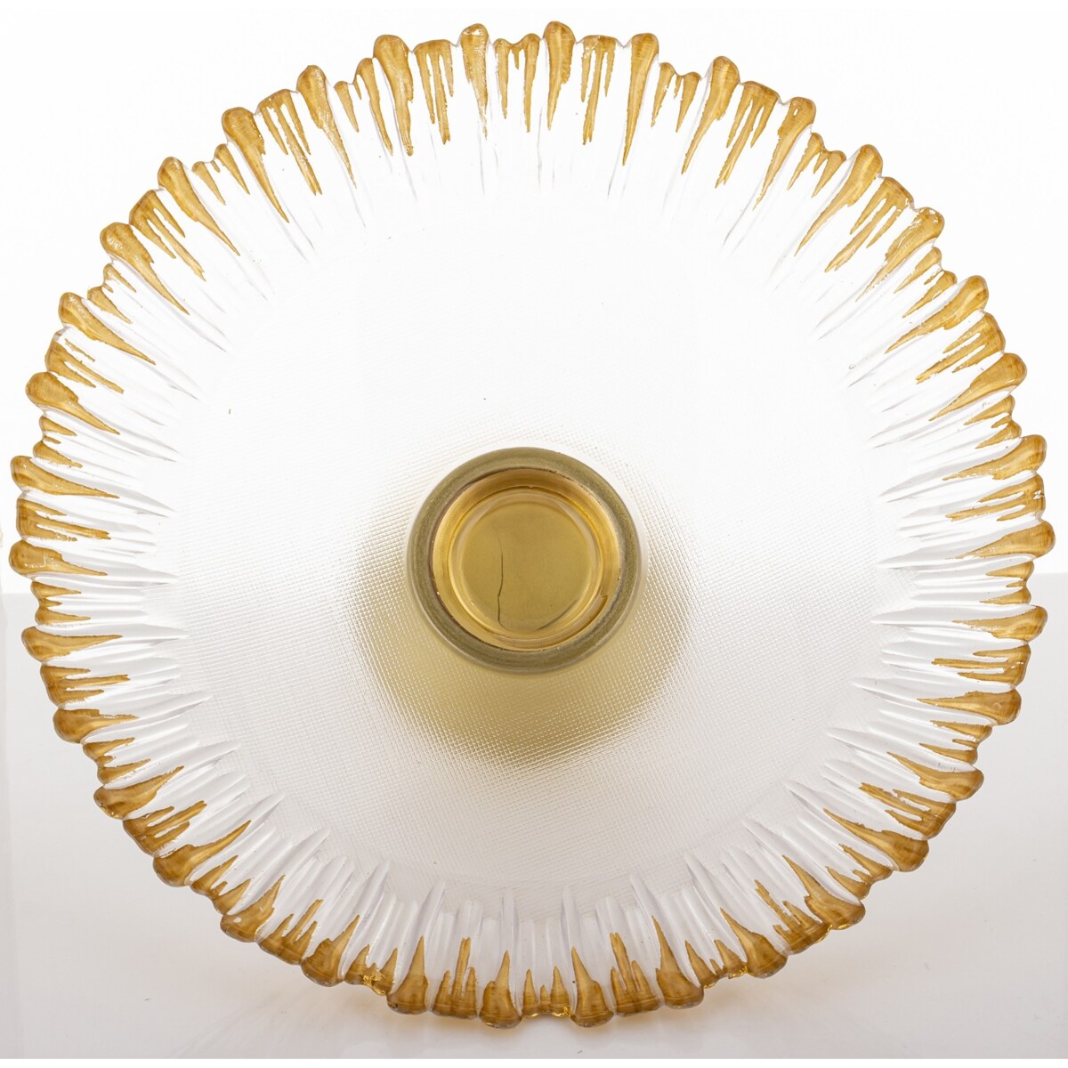 Patera szklana na złotej nóżce 15x33x33 cm SINHA-2 głęboka