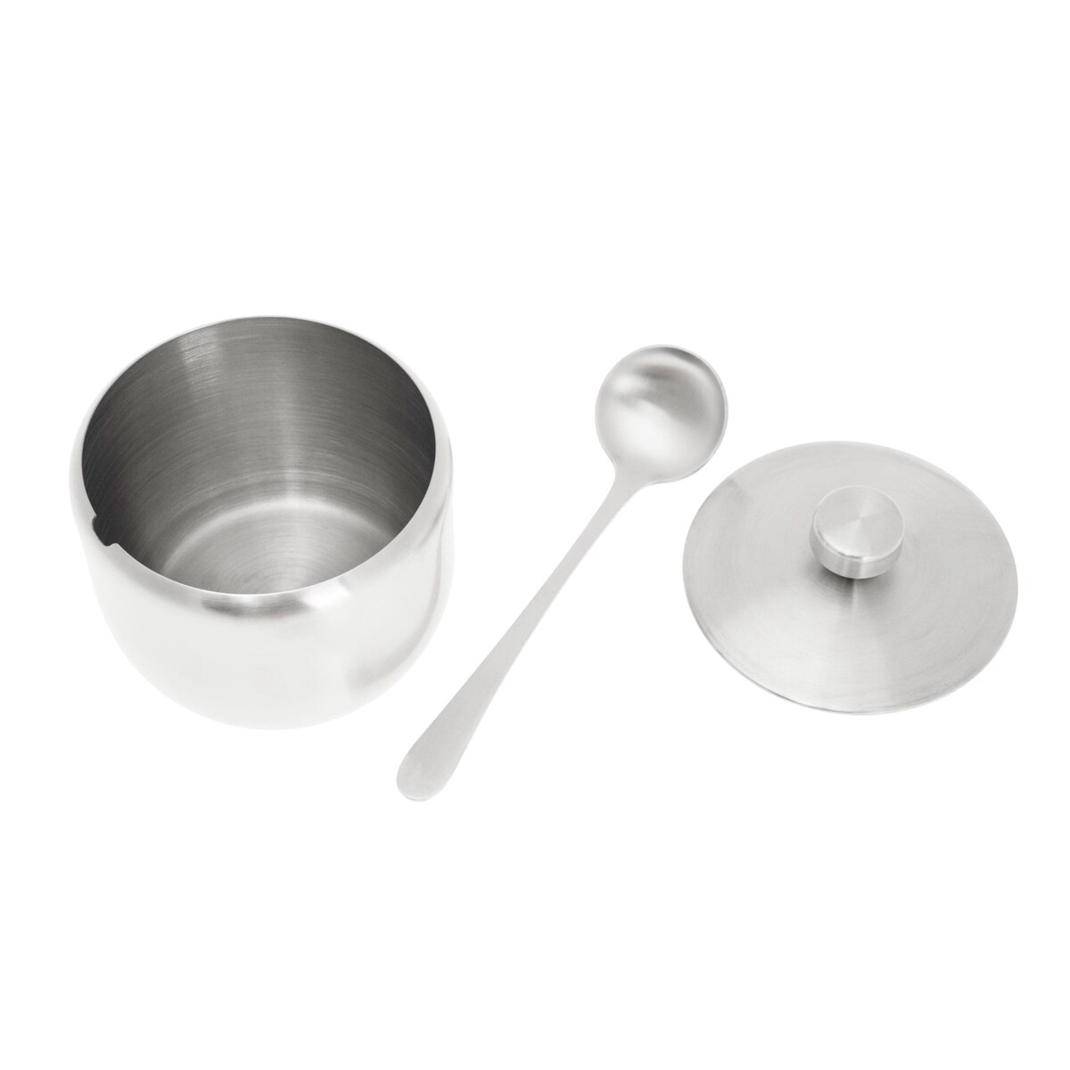 Cukiernica stalowa z łyżeczką wysoki Połysk pojemnik na cukier KINGHOFF