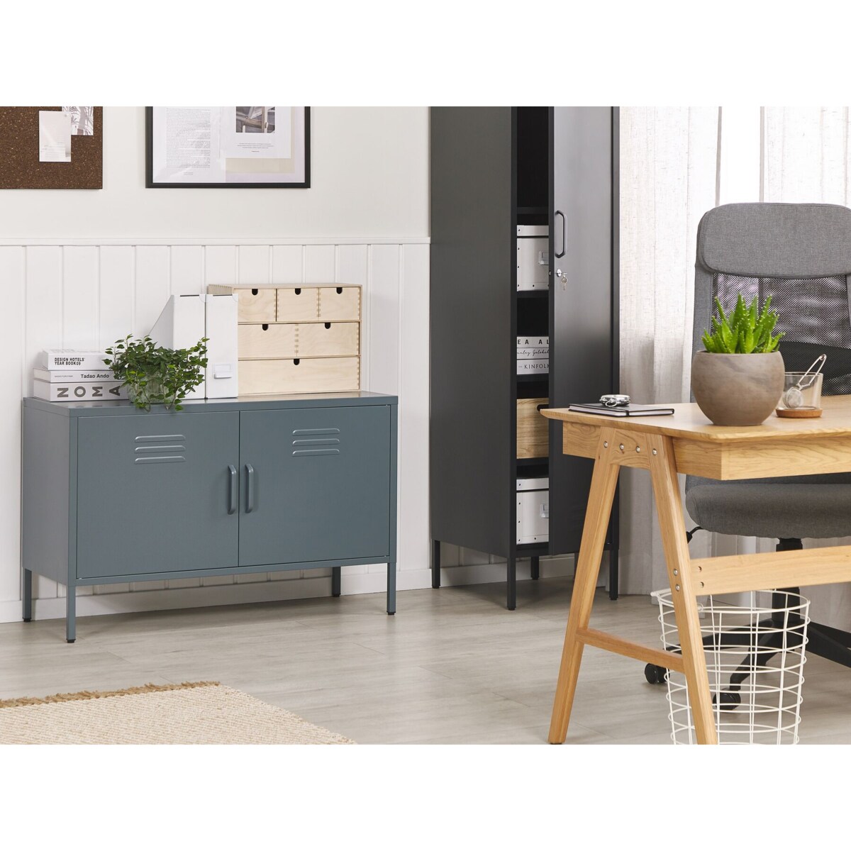 Szafka dwudrzwiowa metalowa szara URIA