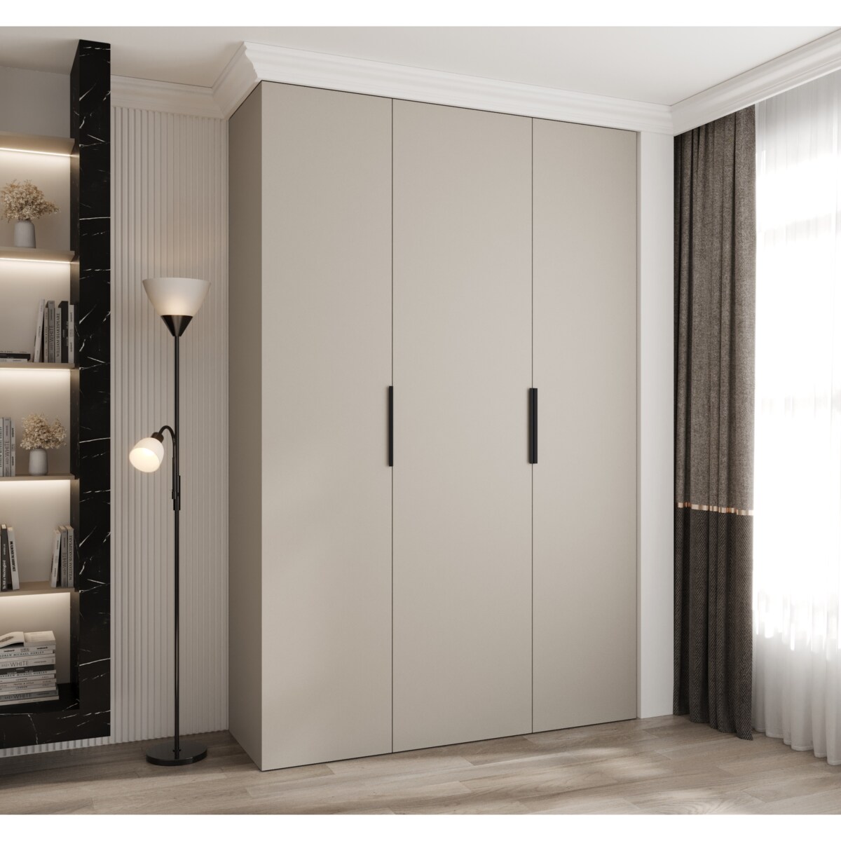 Szafa trzydrzwiowa Como 4 160 gł.50 kaszmir+czarny