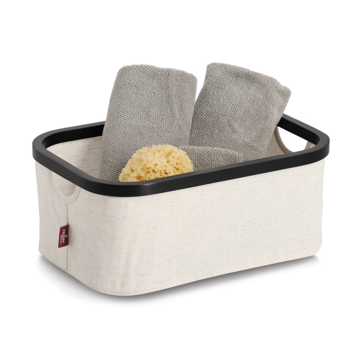 Organizer tekstylny kremowy ZELLER, bambus, 38 x 26 x 16 cm