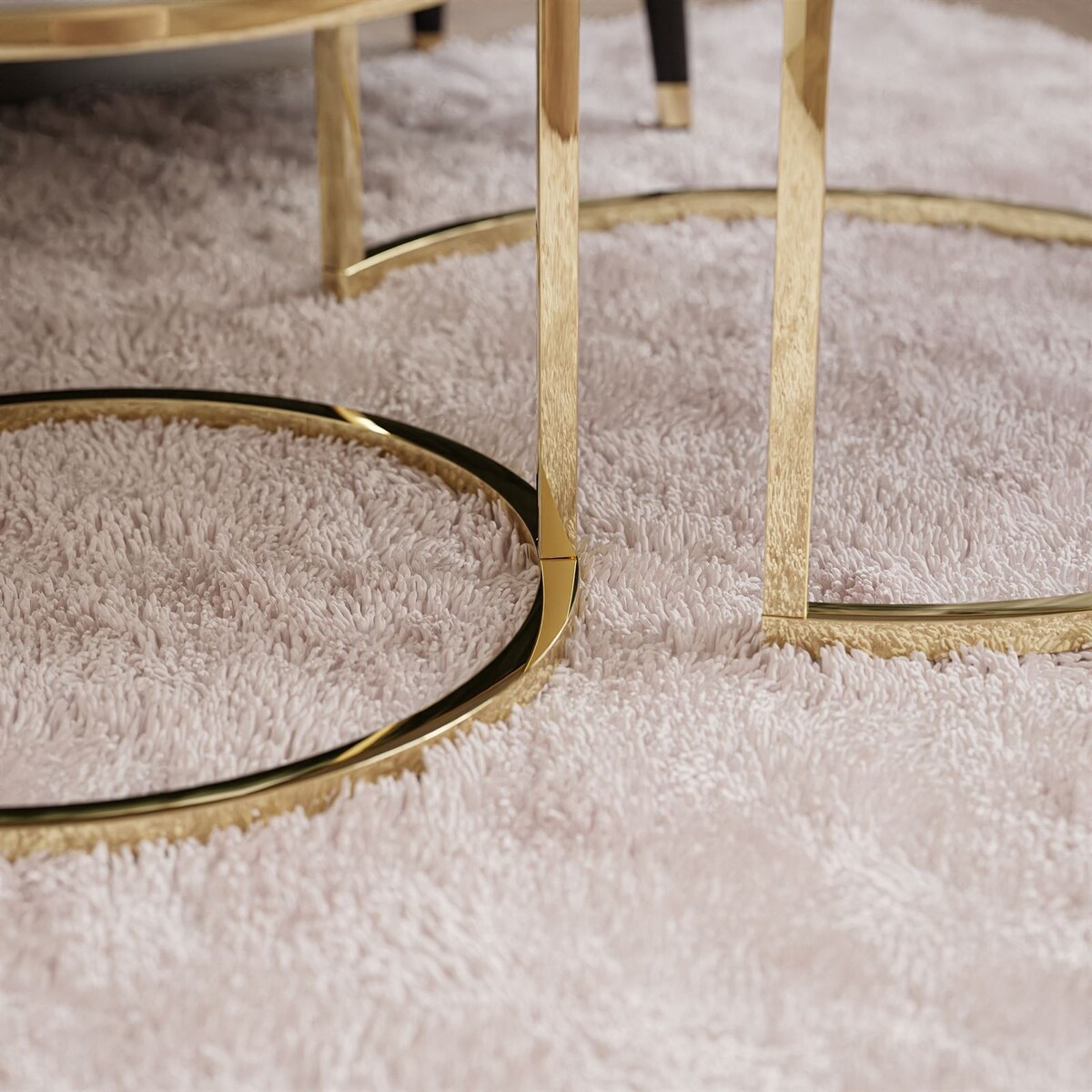 Ława okrągła CIRI 2w1 złoty chrom marmur levanto