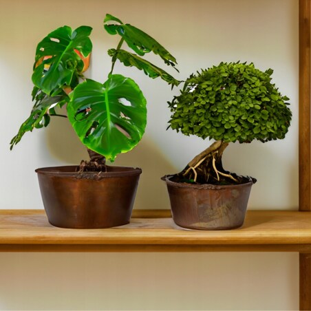 DONICZKA MISKA na bonsai parapet 2 szt. zestaw osłonka donica loft metal