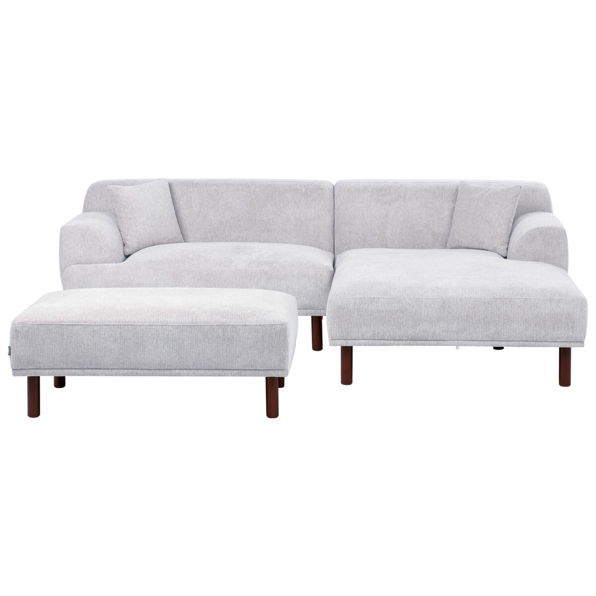 Sofa narożna lewostronna z otomaną HOLT Jasnoszary Lewostronny