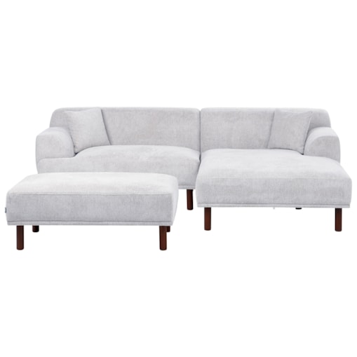 Sofa narożna lewostronna z otomaną HOLT Jasnoszary Lewostronny