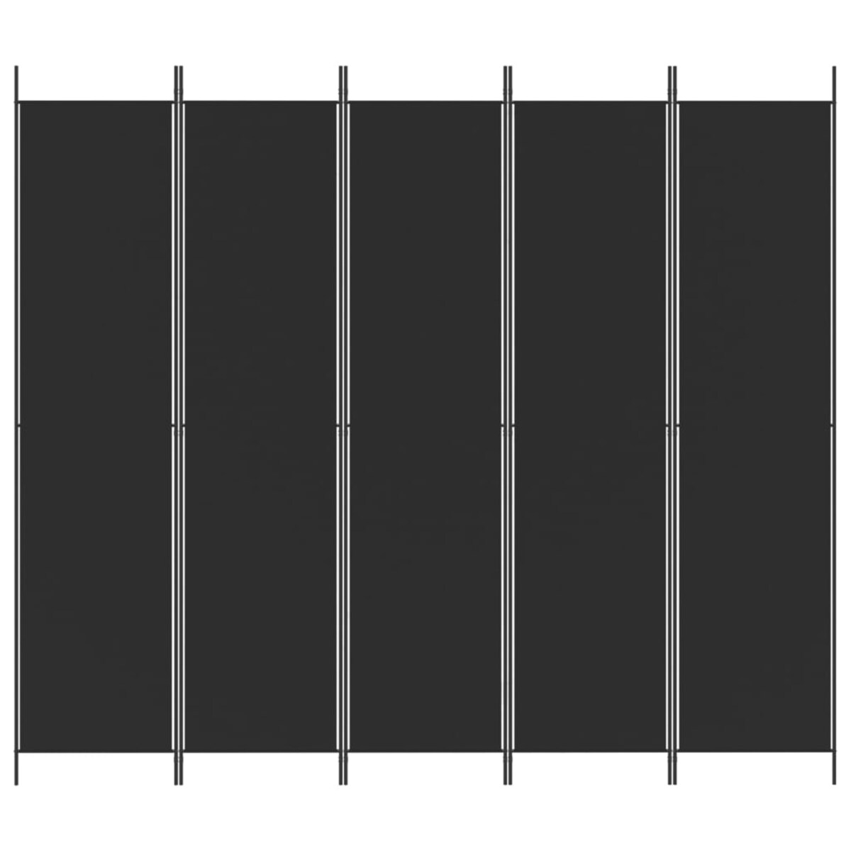 vidaXL Parawan 5-panelowy, czarny, 250x220 cm, tkanina