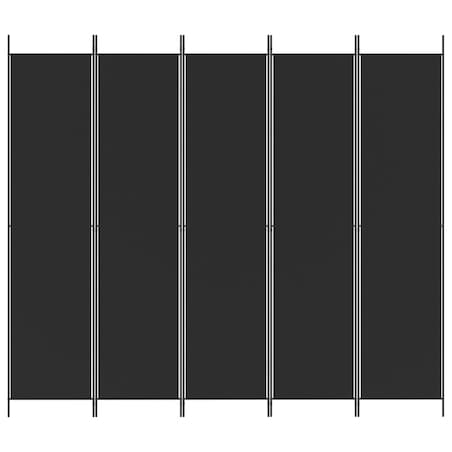 vidaXL Parawan 5-panelowy, czarny, 250x220 cm, tkanina