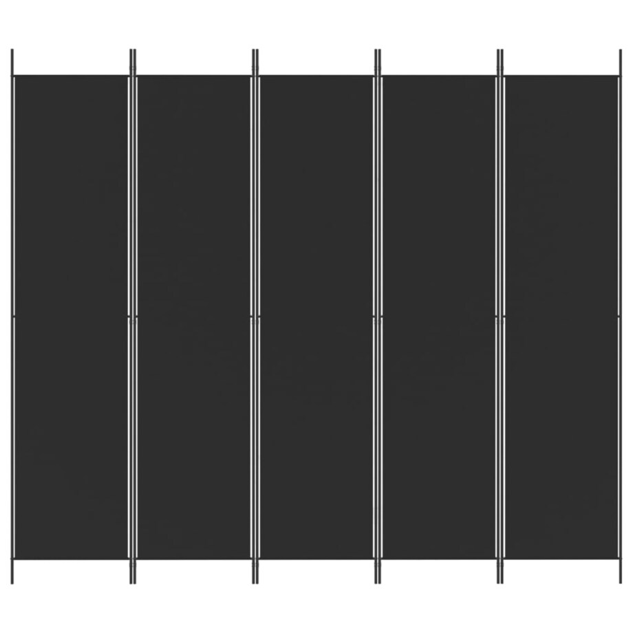 vidaXL Parawan 5-panelowy, czarny, 250x220 cm, tkanina