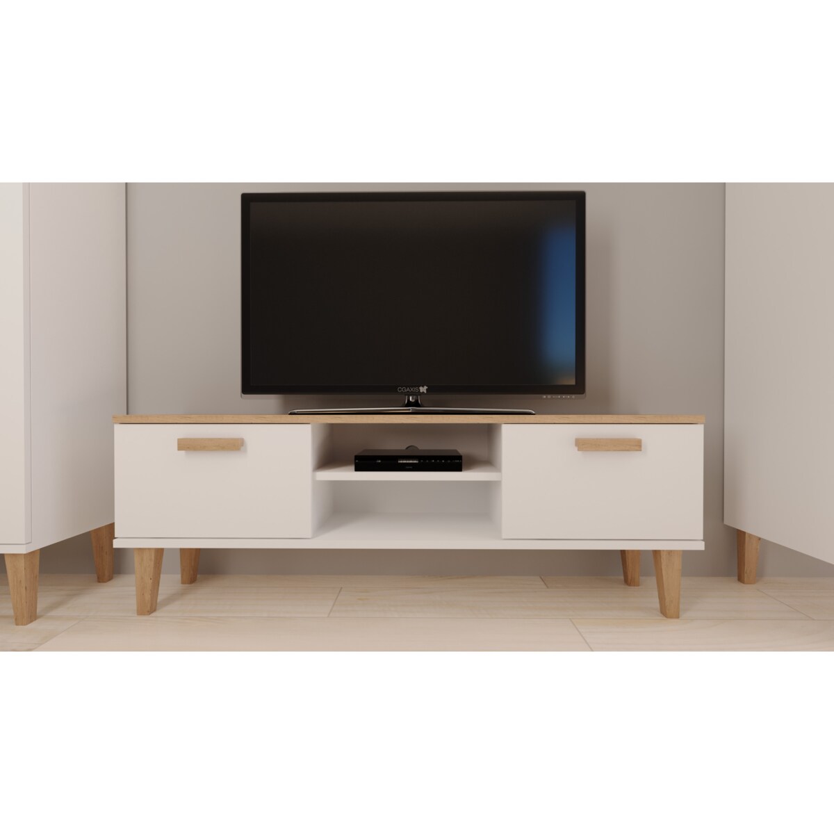 Szafka RTV Denver 120 biały & hikora