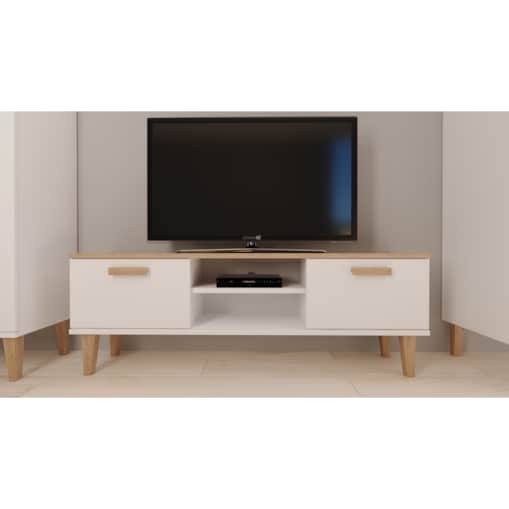 Szafka RTV Denver 120 biały & hikora