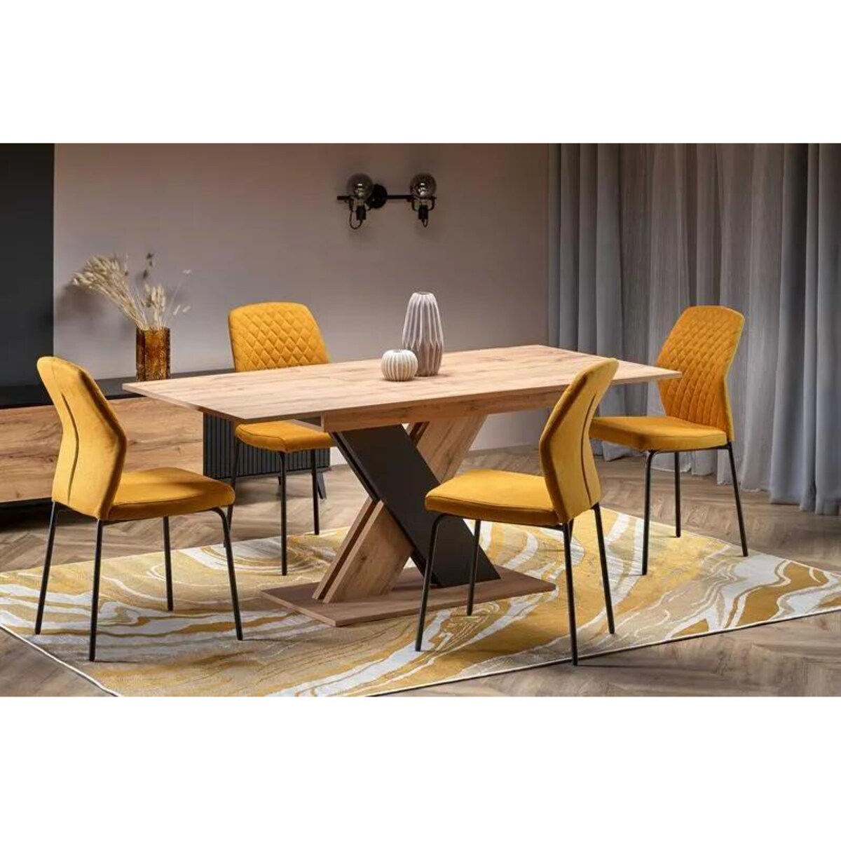 Stół rozkładany XARELTO 130(175)x85 dąb/czarny