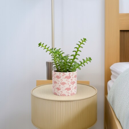 DONICZKA CERAMICZNA FLAMINGI MAŁA 12cm osłonka na parapet kwiaty flaming
