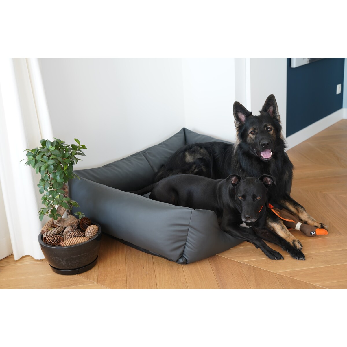 Legowisko dla psa z ekoskóry MARIO, 100x70 cm, Grafit