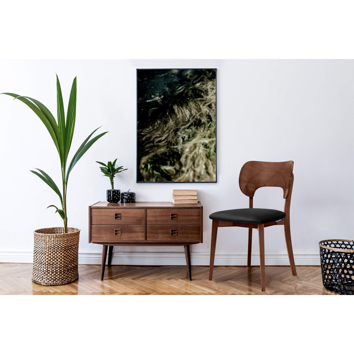 KONSIMO LYCO Krzesła loftowe, orzech ciemny, czarny, 2 szt