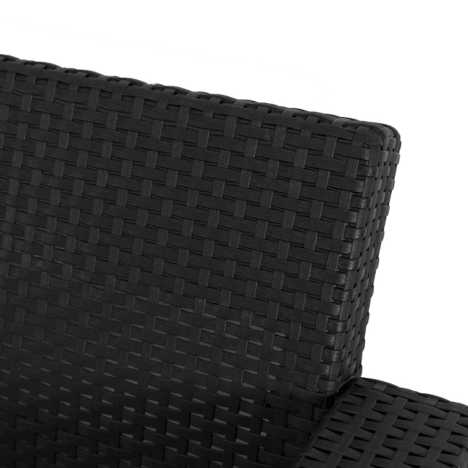 Narożnik Kanapa Rattanowa Ławka Ogrodowa Na Taras Ogród Czarna INDIANA