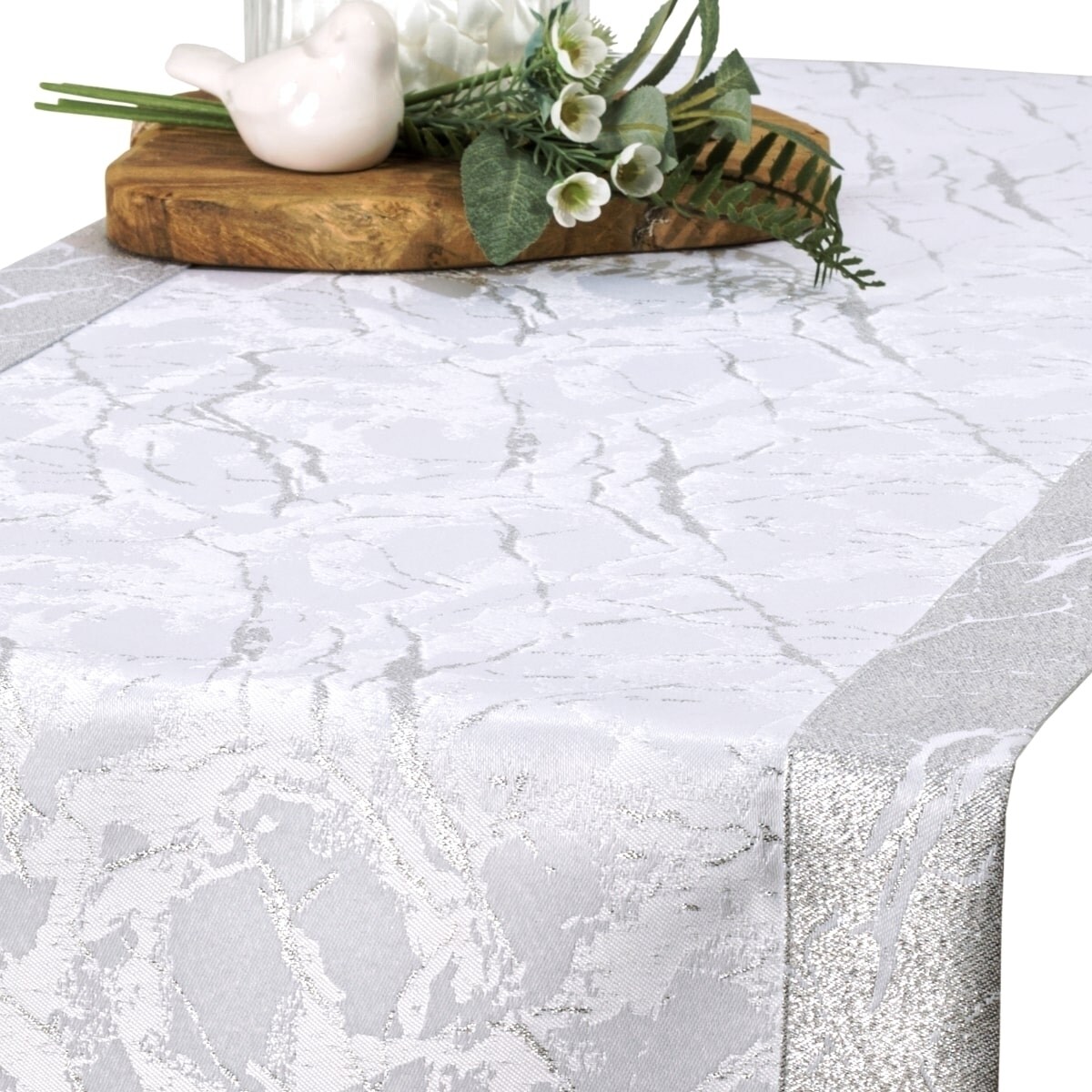 Bieżnik srebrny Marmur O5 - 40x200 cm - srebrny - 40cm x 200cm