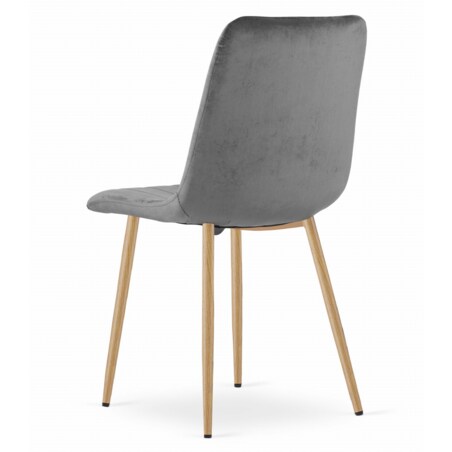 Krzesło Do Jadalni Kuchni Salonu Lava - Ciemny Szary Aksamit / Nogi Kolor Drewna X 4
