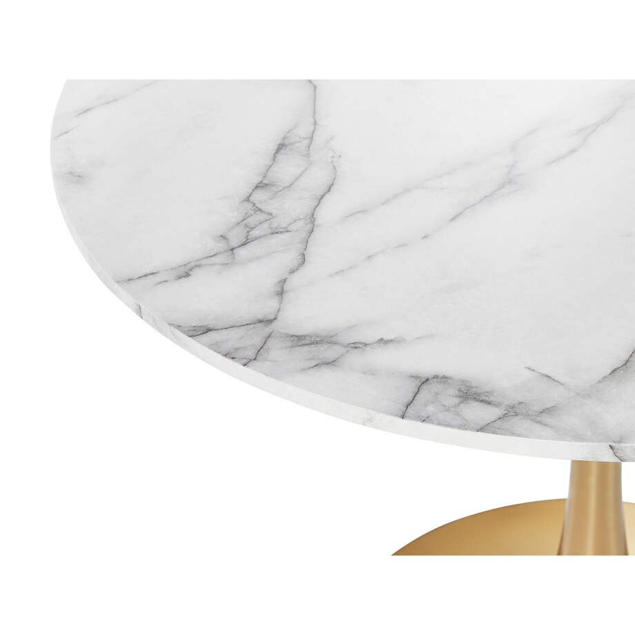Stół do jadalni okrągły ⌀ 90 cm efekt marmuru biało-złoty BOCA