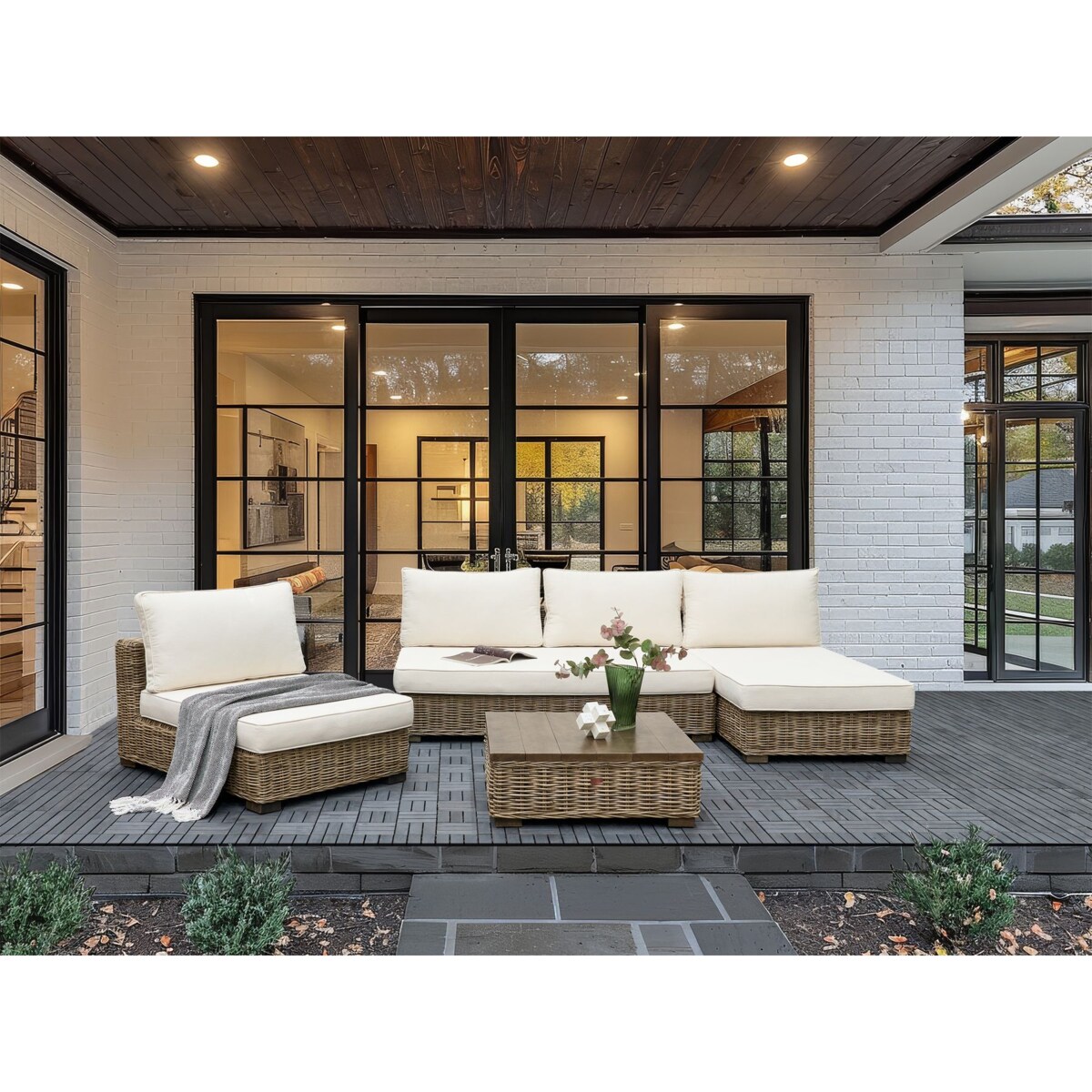 Zestaw wypoczynkowy ogrodowy VARALLO Rattan Szary