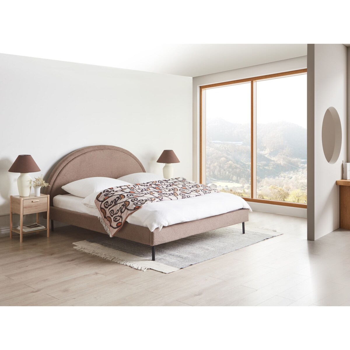 Łóżko Boucle MARGUT 180 x 200 cm Beżowoszary